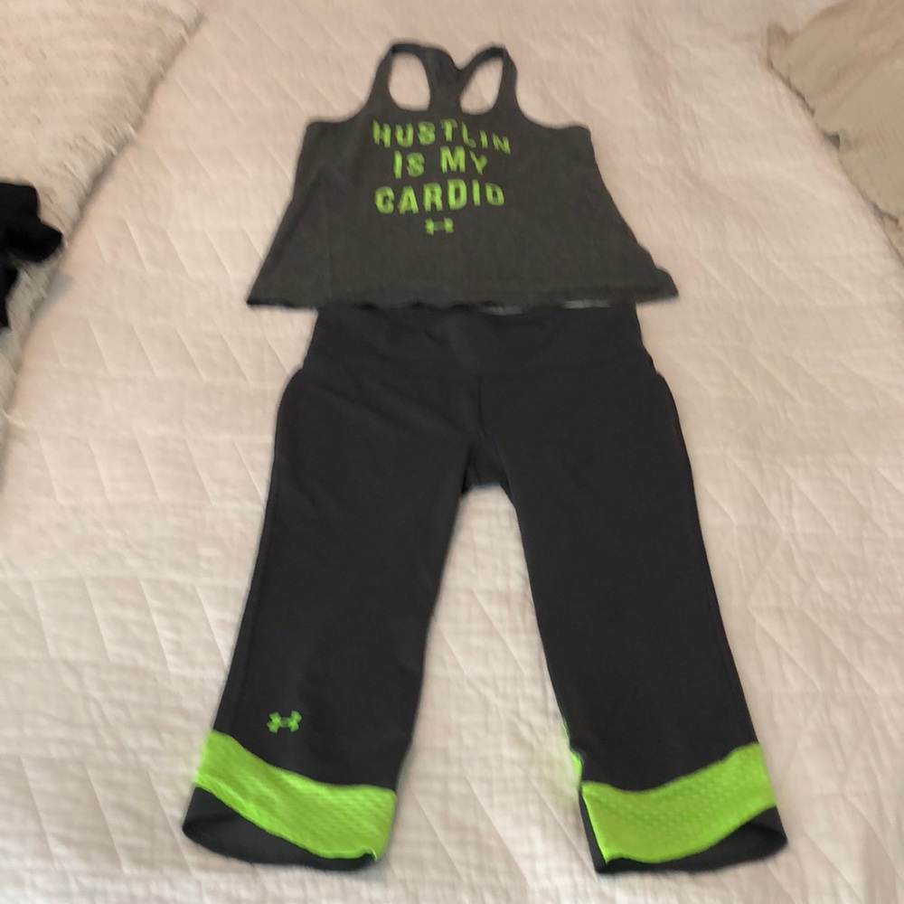 Under Armour tank top and yoga pants set